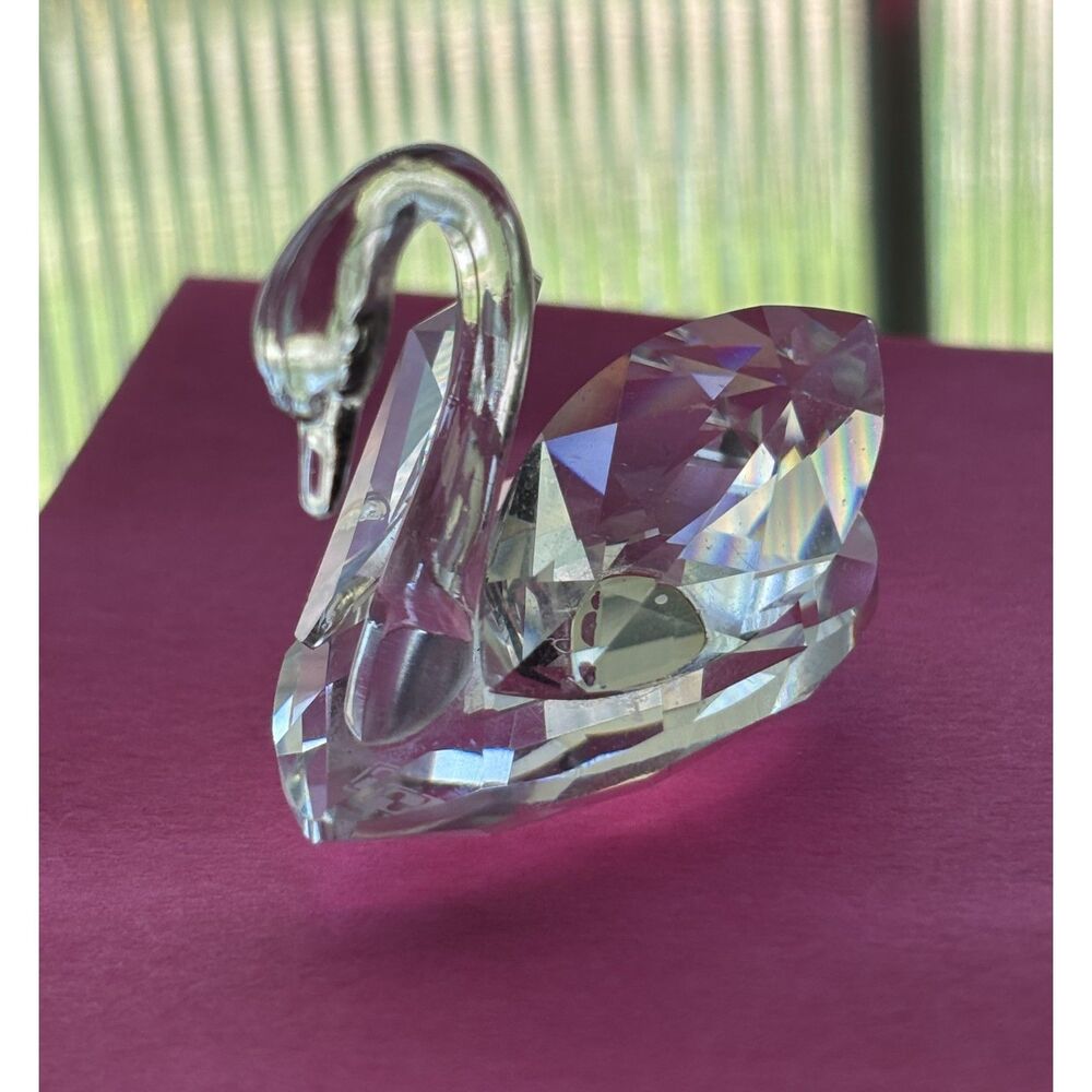 Swarovski Crystal Swan Figurine Mini 1.5" Clear Retired Vintage Signed Mint